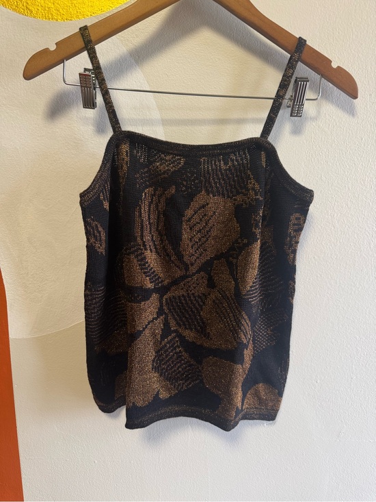 Holt Renfrew Tops - Vintage Holt Renfrew Metallic Lurex Knit Floral Camisole Tank Top